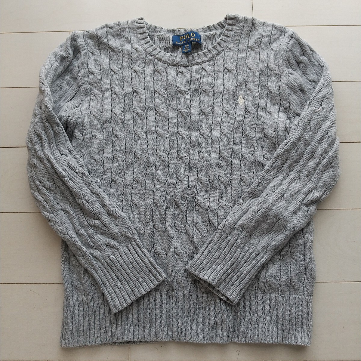 140 ポロラルフローレン キッズ コットン ケーブルニット グレー拍卖
