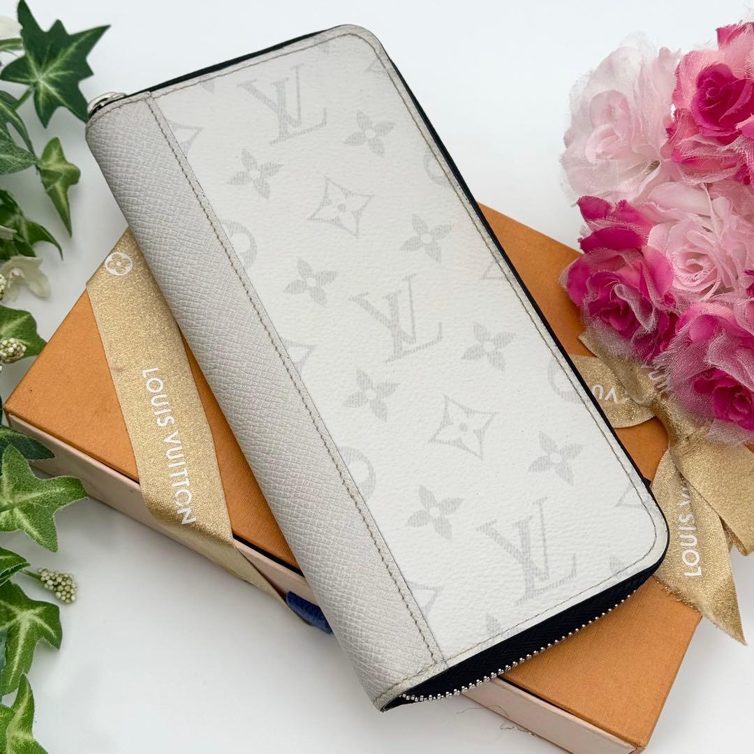 極美品 IC内蔵 ルイヴィトン タイガラマ ジッピーウォレット ヴェルティカル ラウンドファスナー 長財布 ホワイト グレー シルバー金具拍卖