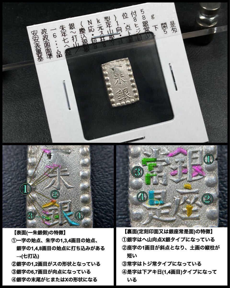 A7、古銭 【安政一朱銀】Nk型☆(表)七打込 (裏)へ山銀短柱座拍卖