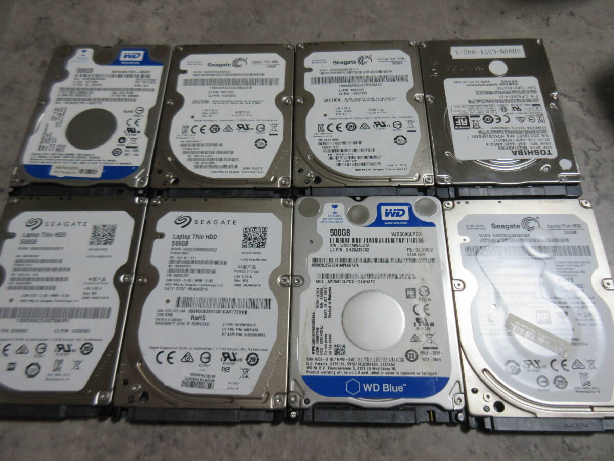 SATA 2.5インチ HDD ノートパソコン HDD 500GB 8セット CrystalDiskInfoで正常判定拍卖