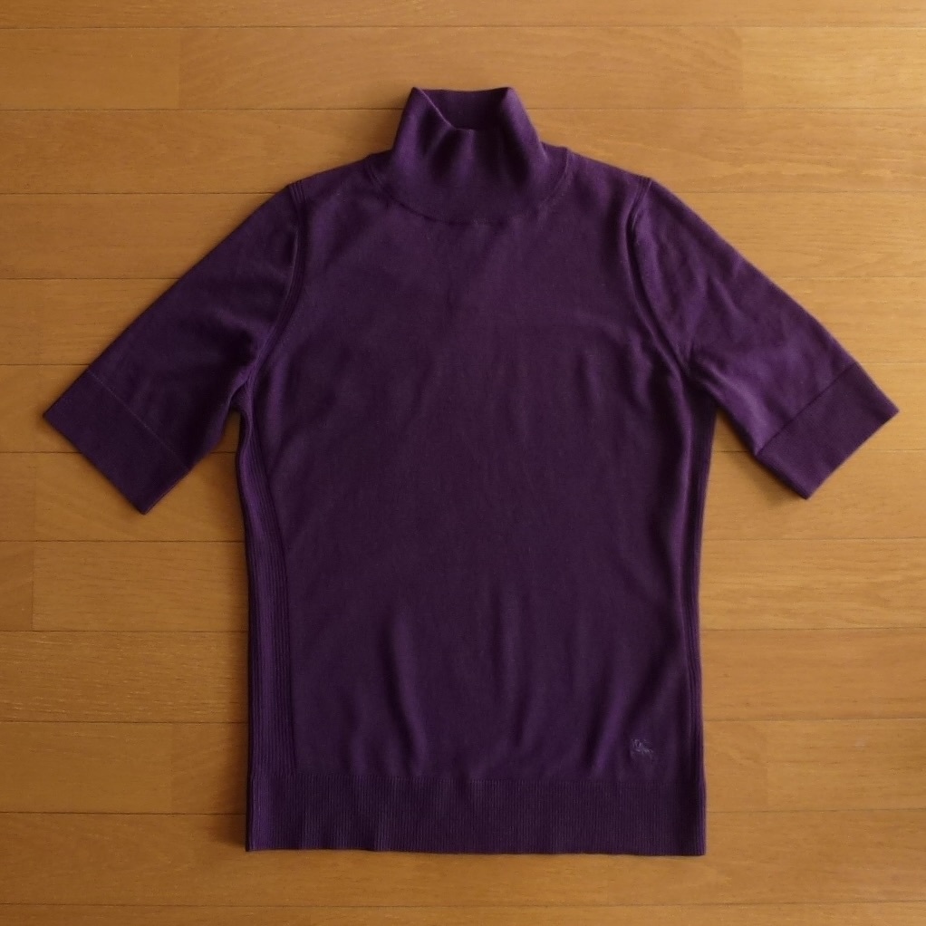 BURBERRY LONDON バーバリー ロンドン 半袖 ニット セーター タートルネック ホース刺繍拍卖