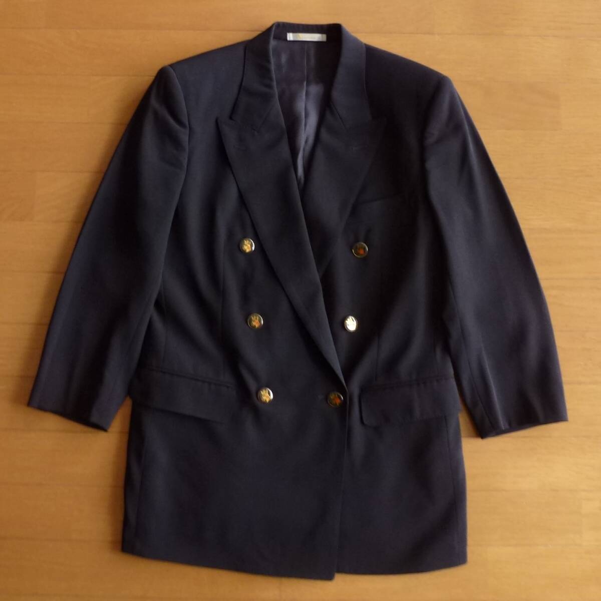 良品 Aquascutum アクアスキュータム ダブル ブレザー ジャケット ネイビー拍卖