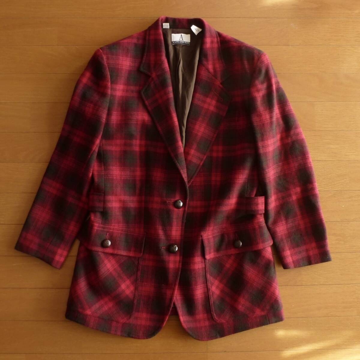80s USA製 ANNE KLEIN アンクライン ビンテージ テーラードジャケット オンブレチェック レディース Lサイズ相当拍卖