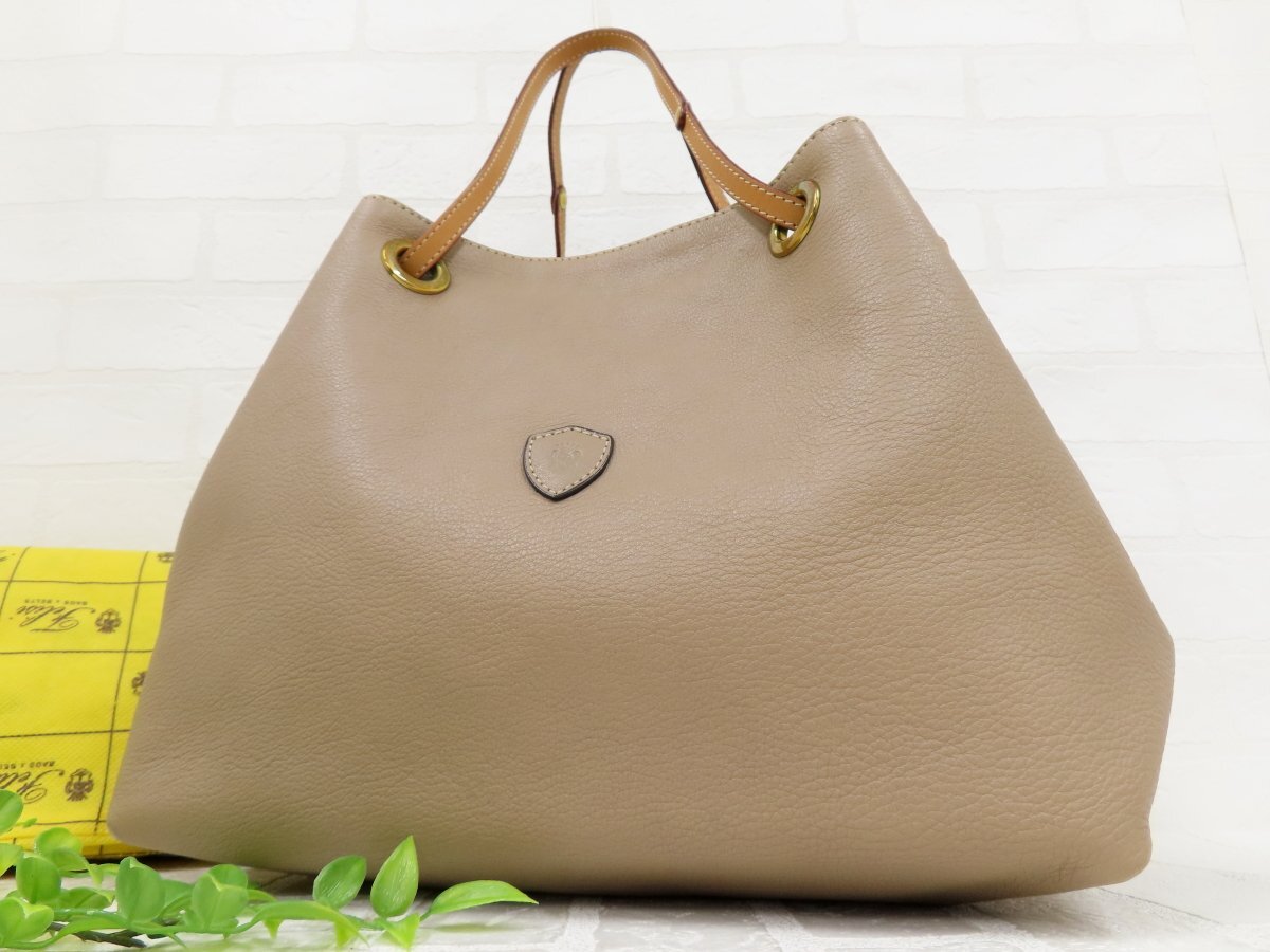 ◆美品◆Felisi フェリージ◆カーフ レザー 本革◆ハンド トート バッグ◆ベージュ ゴールド金具◆イタリア製◆ロゴ型押し◆N10496拍卖