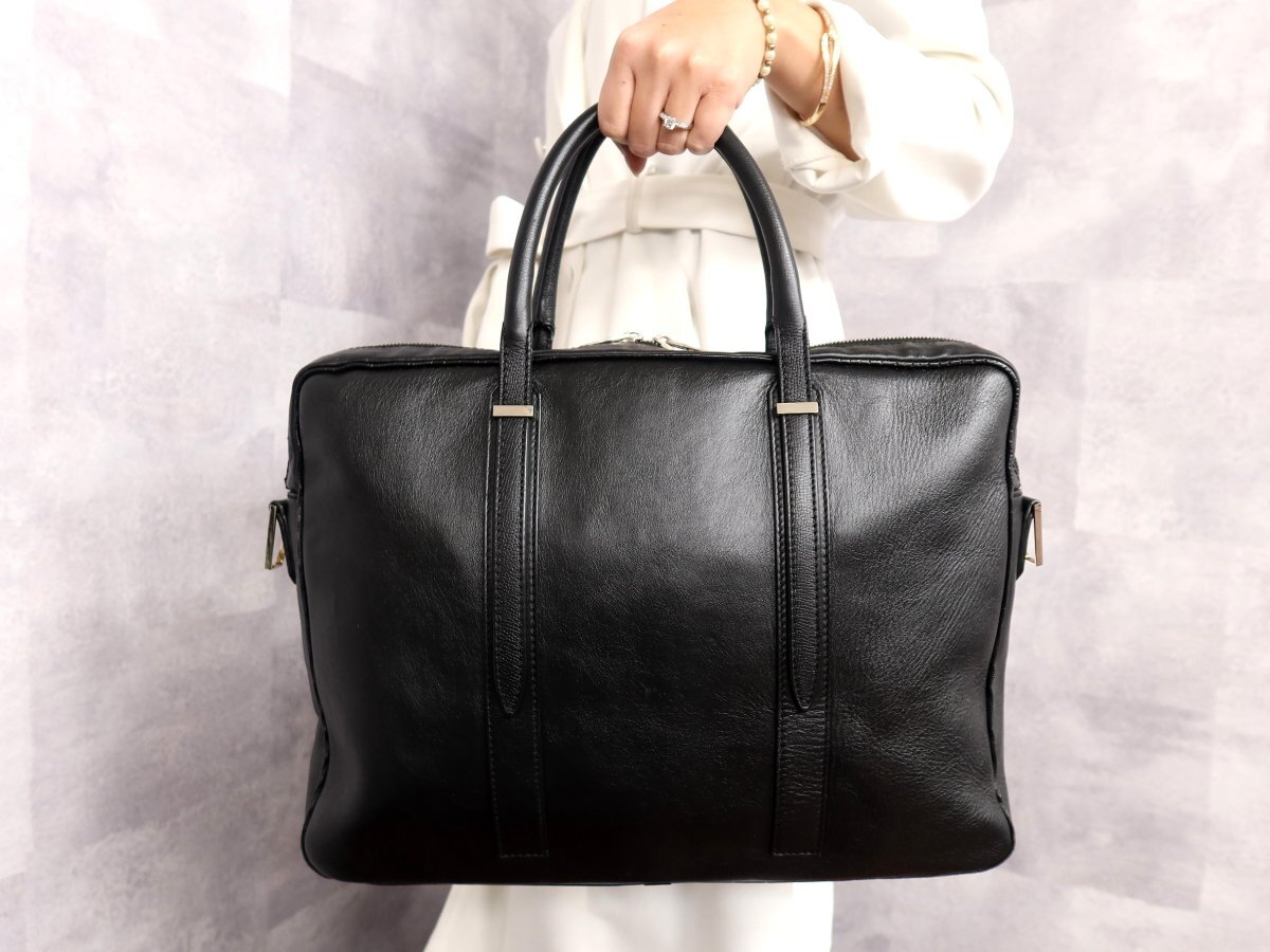 ●美品●BALENCIAGA バレンシアガ●メンズ●カーフ レザー 本革●ハンド バッグ ブリーフケース●黒●シルバー金具●A4 ビジネス●Js62932拍卖