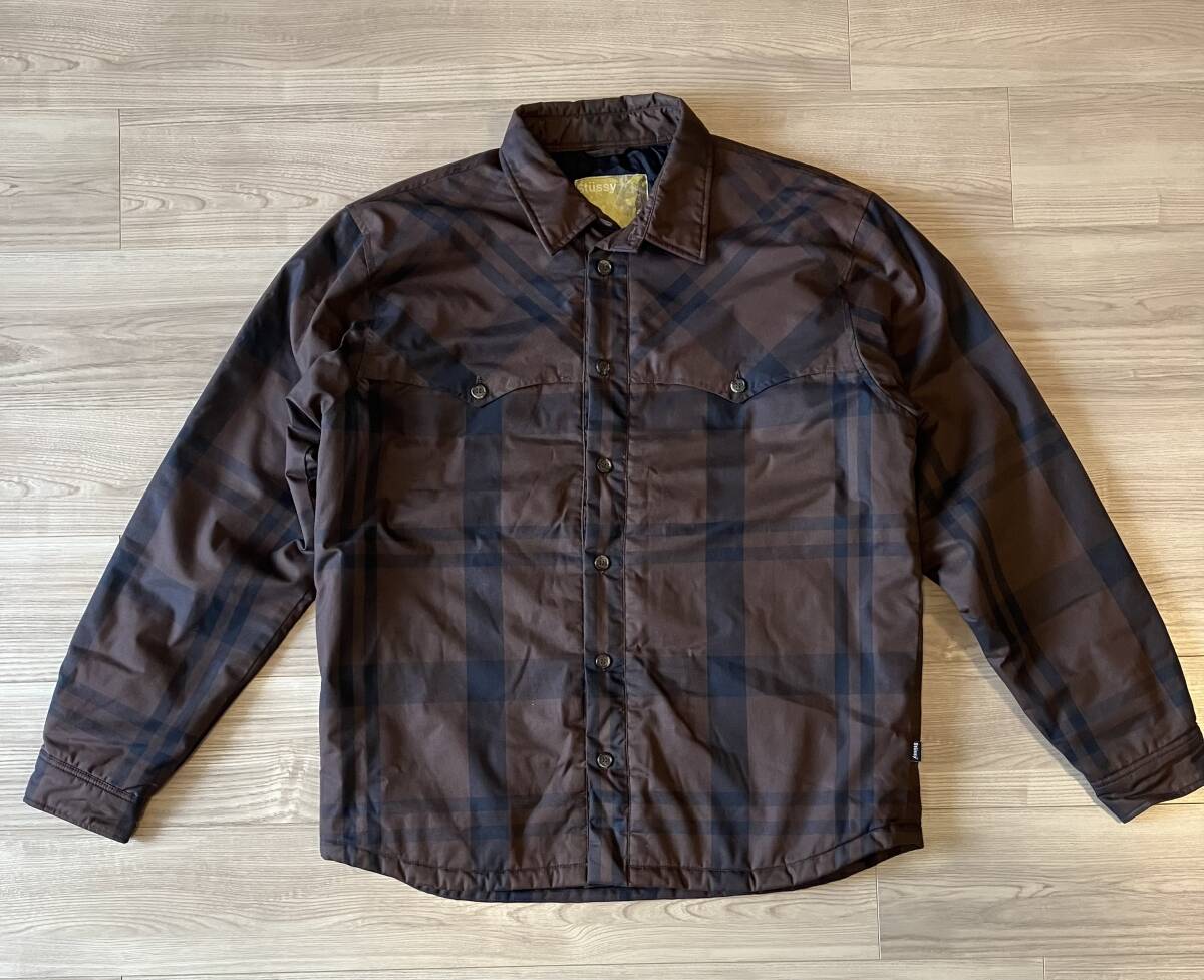 Old Stussy Plaid Jacket 中綿 ナイロン ジャケット90s 00s チェック ブラウン シャツジャケット ステューシー オールド 古着 Lサイズ拍卖