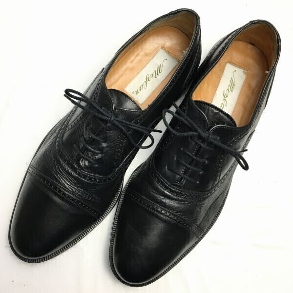 Mezlan メスラン スペイン製ビンテージタグ キャップトゥ ビジネスシューズ 黒 サイズ9M 管NO.WZG-46拍卖