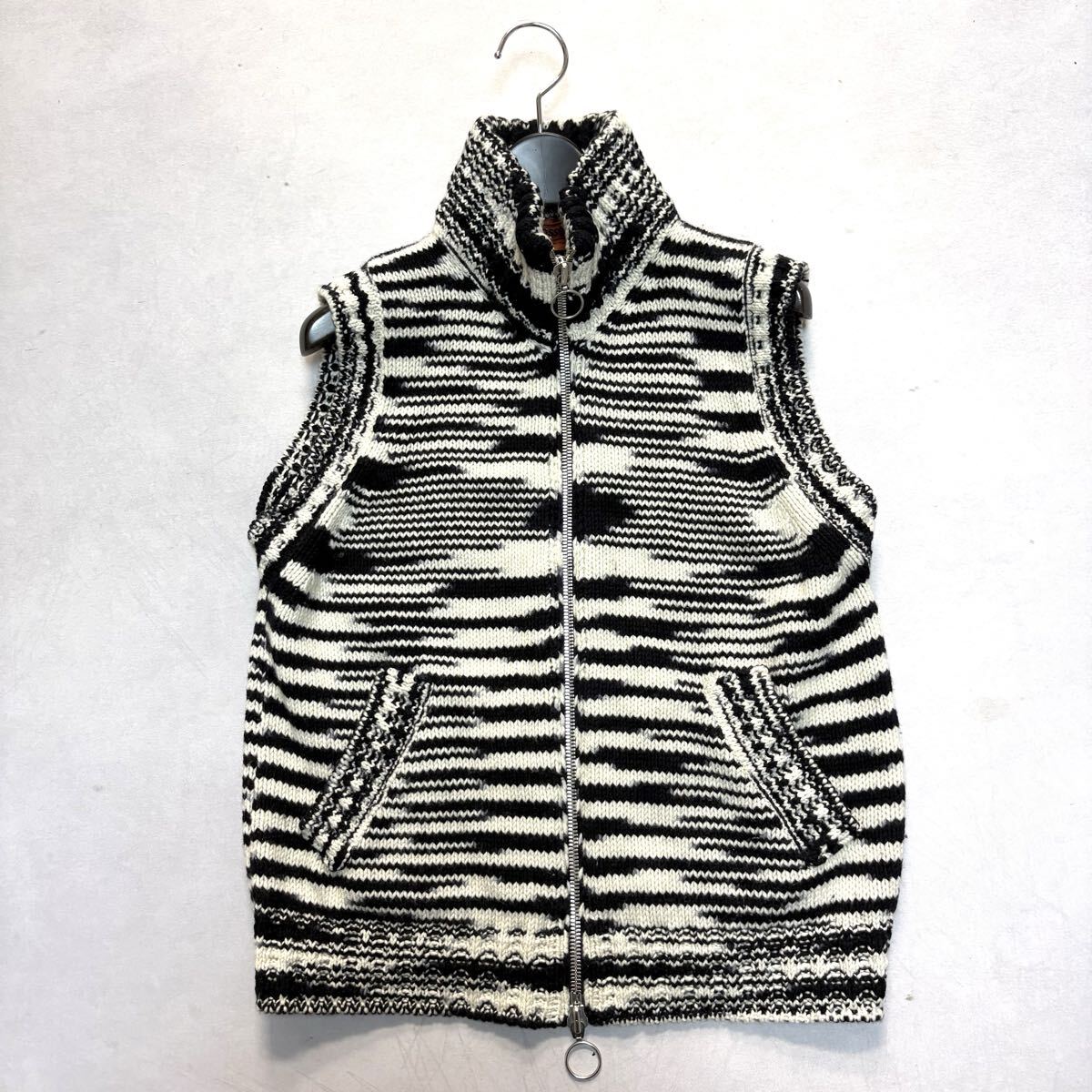 A ■ イタリア製 '洗練されたデザイン' MISSONI ミッソーニ WOOL混 ジップアップ ニット ベスト SIZE:44 レディース 婦人服 トップス 拍卖