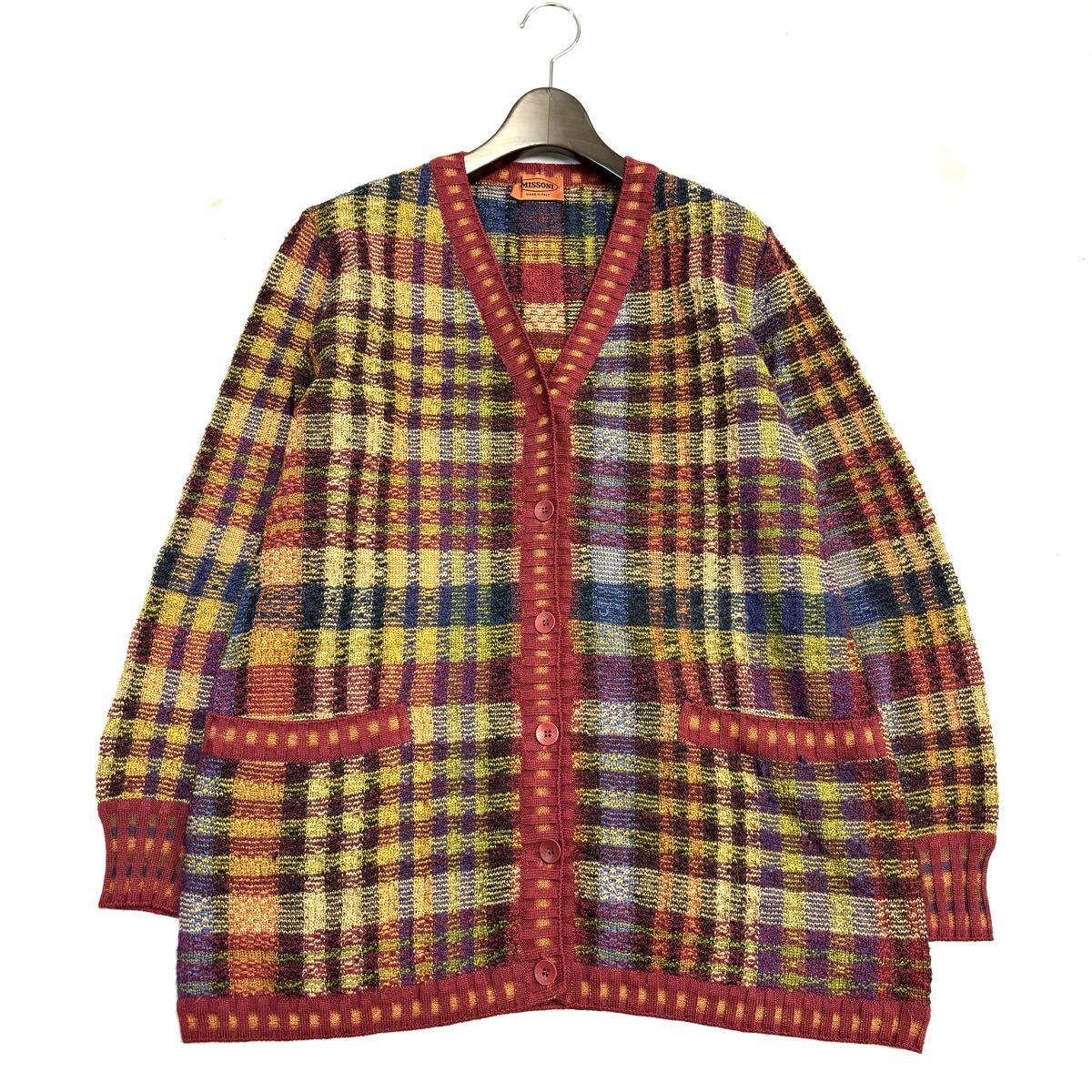 F ◇ 良品/人気モデル!! 'イタリア製' MISSONI ミッソーニ 長袖 ウール混 マルチカラー ニット カーディガン size:46 メンズ トップス 古着拍卖