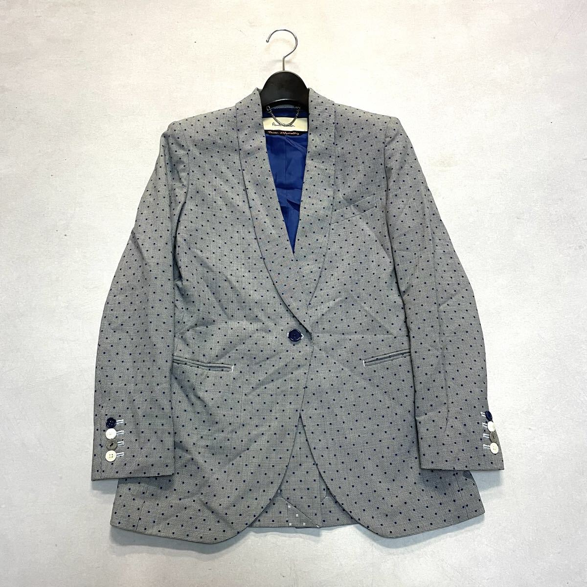 N ○ 洗練されたデザイン '日本製' Paul Smith ポールスミス ドット柄 ウール100% テーラードジャケット 38 レディース アウター グレー拍卖