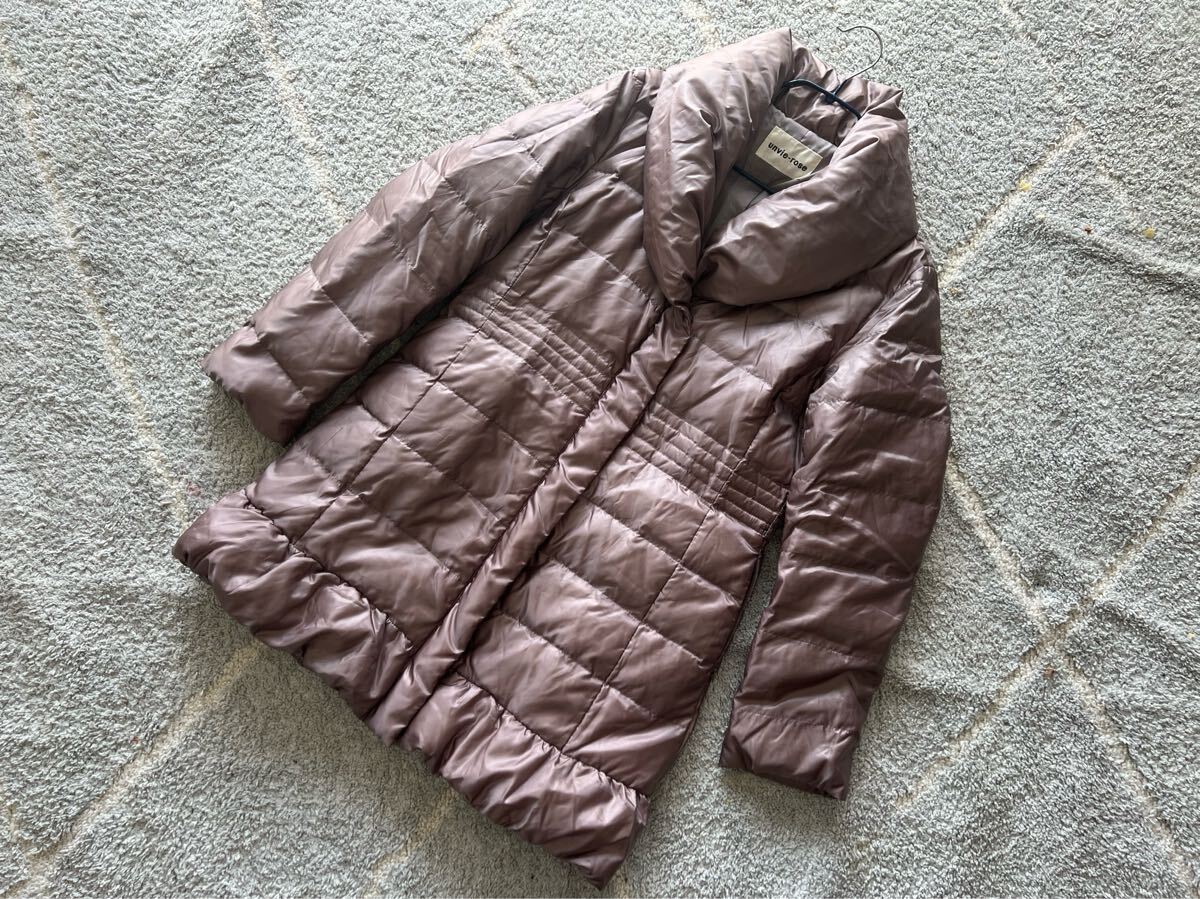 《美品》unvie-rose アンビローゼ 9A ダウンコート ロングコート フェザーコート ピンクベージュ 高島屋拍卖