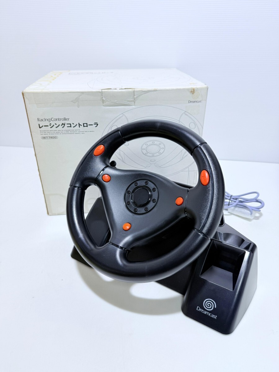 Sega Dreamcast DC ドリームキャスト レーシングコントローラ HKT-7400 セガ セット 箱付 美品/動作品(IFA-13)拍卖