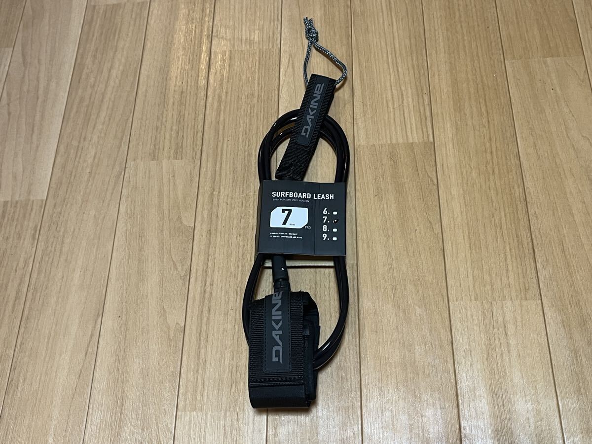 新品未使用DAKINE ダカイン BLACK 黒 ロゴ:グレー リーシュコード 7mm 7ft サーフィン surfingショート ロングボード ミッドレングスSUP拍卖
