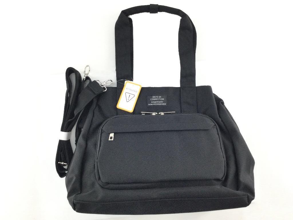 トートバッグ 腕紐長め 10ポケット付き ガバっと開く口金 マザーズバッグ はっ水 大容量 2WAY可能 ブラック拍卖