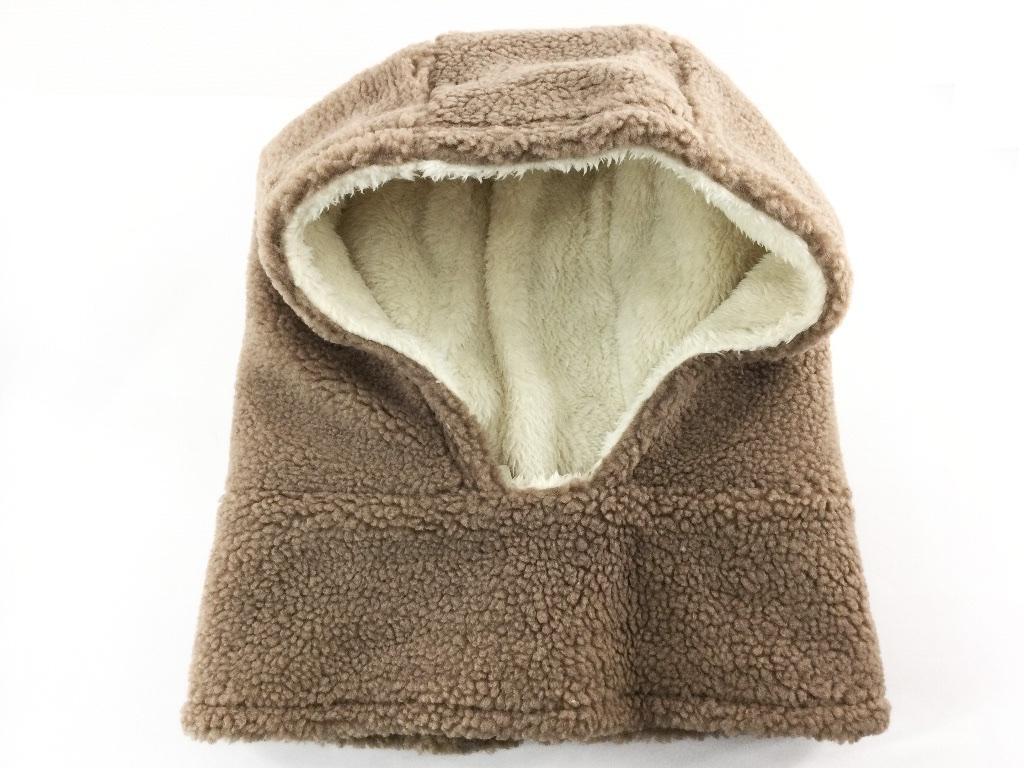 付けフード 寒い日に使える首も覆う防寒 L~4L相当 ライトブラウンxクリーム 冬拍卖