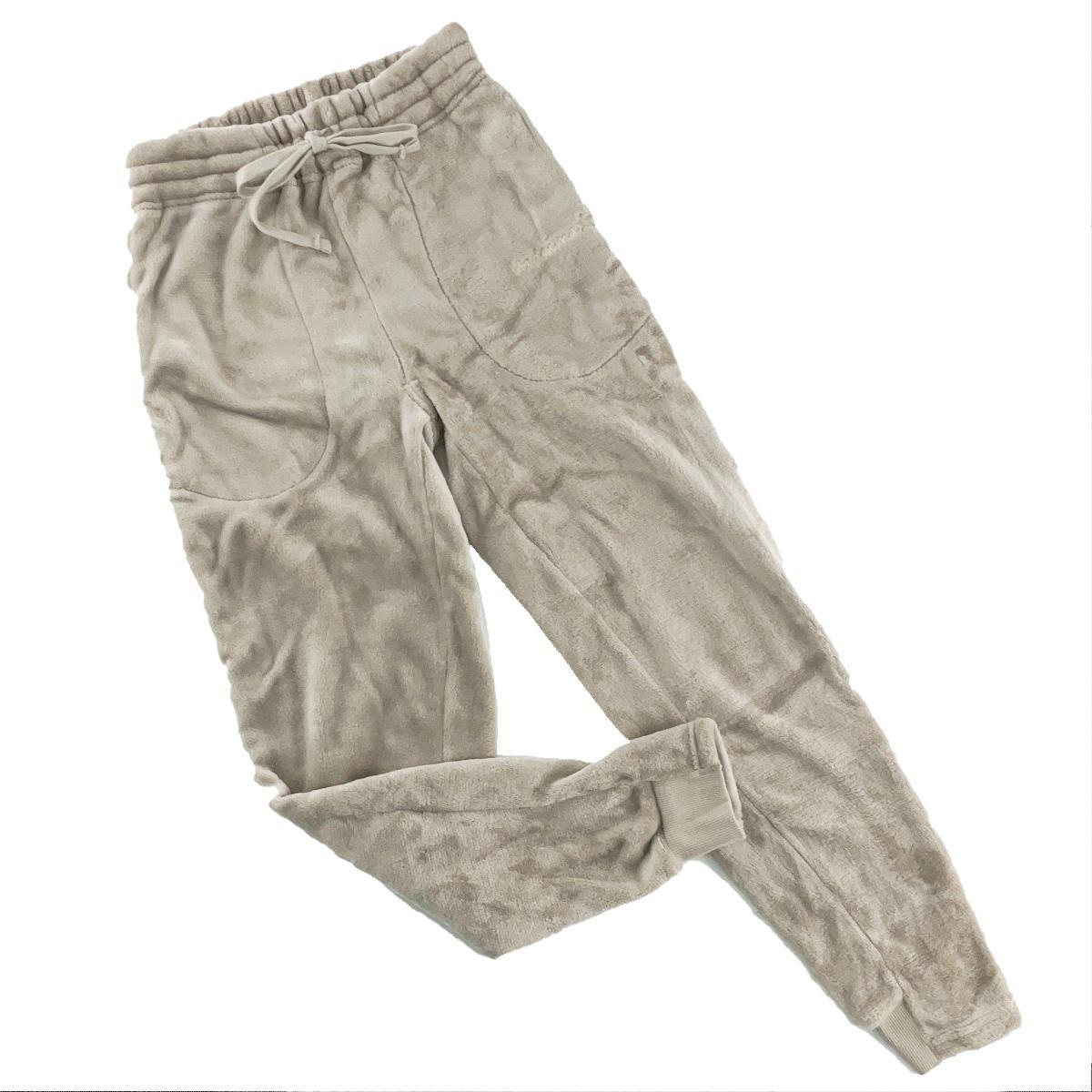 ぬくもり感じる巣ごもりルームパンツ 両面起毛フリース Sサイズ ベージュグレー 冬拍卖