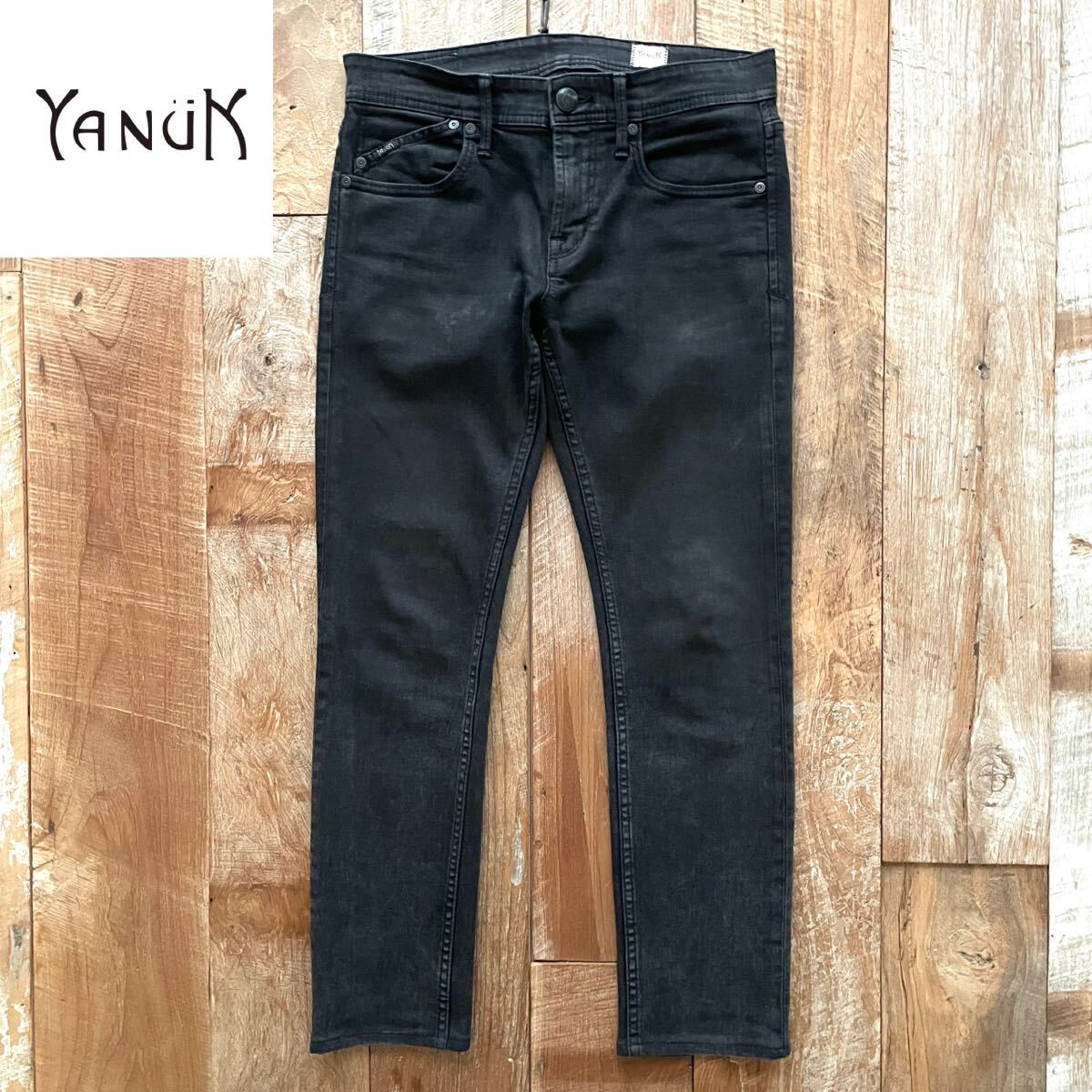 【美品】YANUK ヤヌーク VINCENT テーパード ストレッチ スキニー デニム パンツ 28 ブラック ユナイテッドアローズ 取扱拍卖
