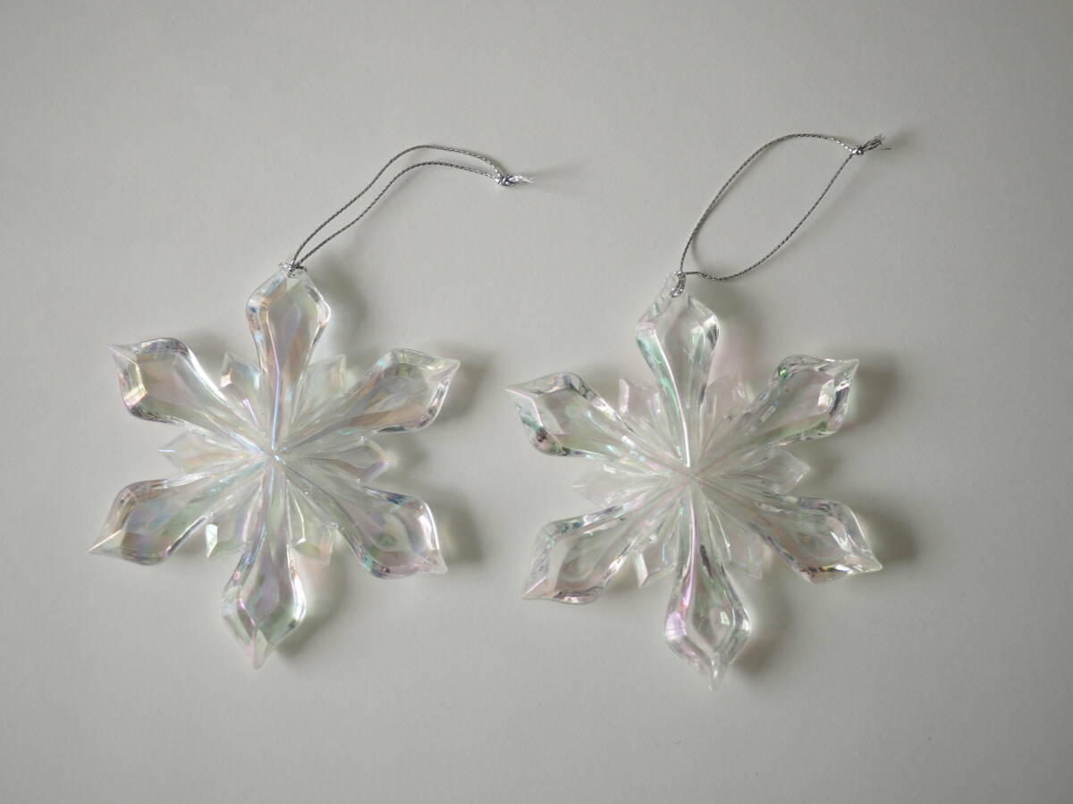【オーナメント】クリア 透明 スノーフレーク 2個セット 雪の結晶 クリスマス ツリーデコレーション拍卖