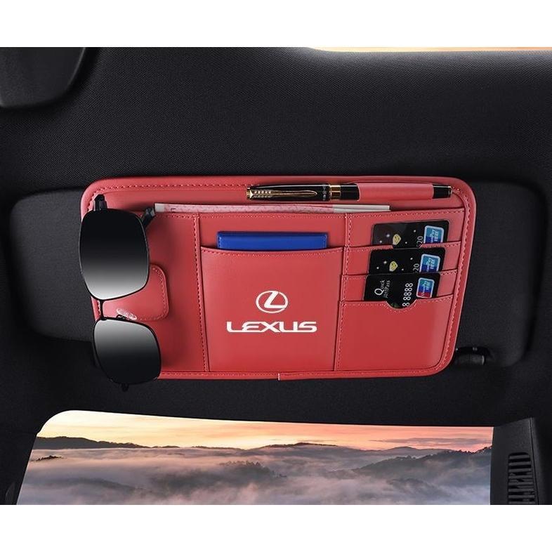 ★レクサス LEXUS★サンバイザーポケット 車用 小物入れ PUレザー カード メガネ ペン 収納ホルダー 多機能 サンバイザーケース拍卖