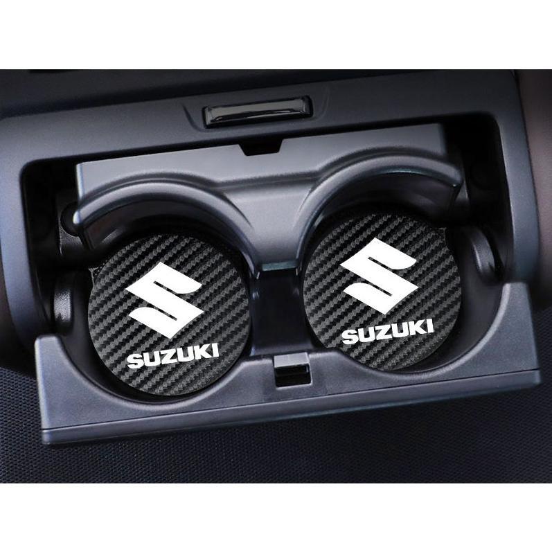 ◆スズキ SUZUKI 鈴木◆炭素繊維 カップパッド ドリンクホルダー 装飾 ロゴ コースター ホルダー 直径7cm 2枚セット拍卖