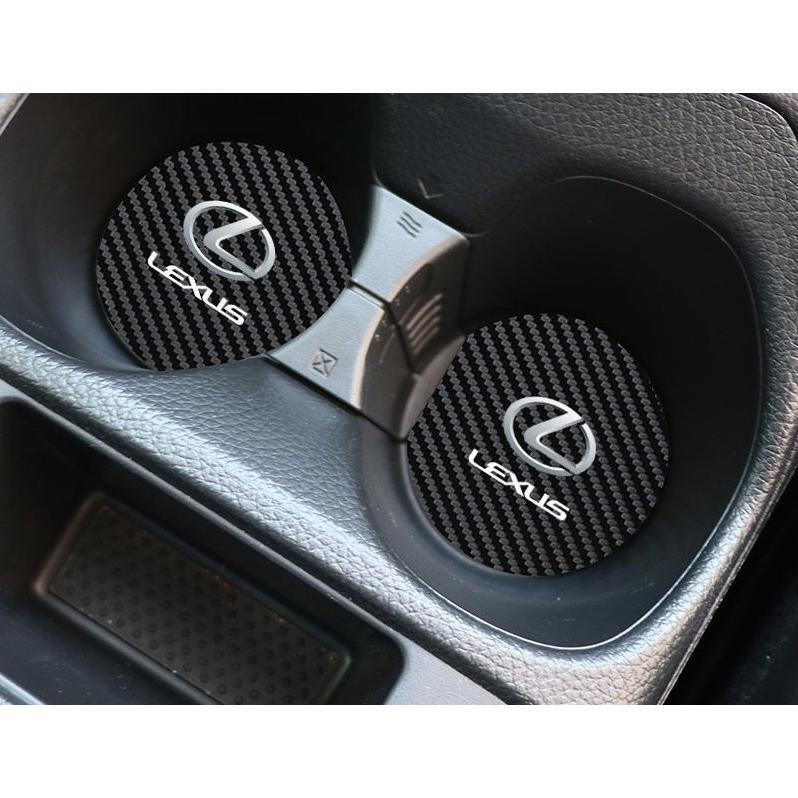 ◆レクサス LEXUS◆炭素繊維 カップパッド ドリンクホルダー 装飾 ロゴ コースター ホルダー 直径7cm 2枚セット拍卖