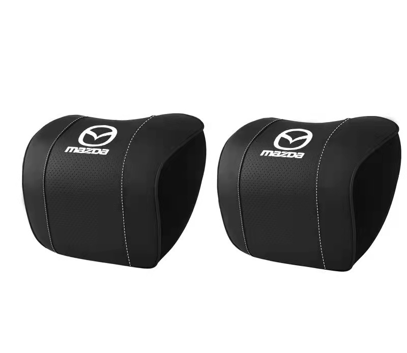 マツダ 車用記憶 通気性弾性 ネックパッド レザー 首 ネック 2個 取付簡単 LOGO付 CX 3 30 5 60 7 8 80 MAZDA3 6 MX-30 アクセラスポーツ拍卖