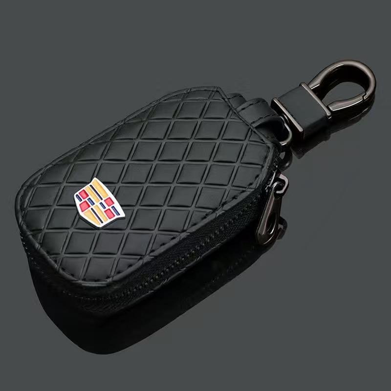 キャデラック Cadillac キーケース スマートキー レザーキーケース 車用 鍵 収納 ラウンドファス ナー 軽量 キーホルダー 3色選択可拍卖