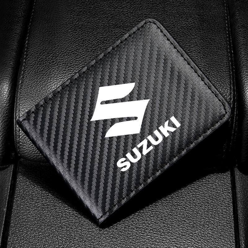 スズキ カードケース 免許証ケース カードホルダー PUレザー カーボン調 名刺ファイル カード入れ クレジットカードケース 小銭入れ拍卖