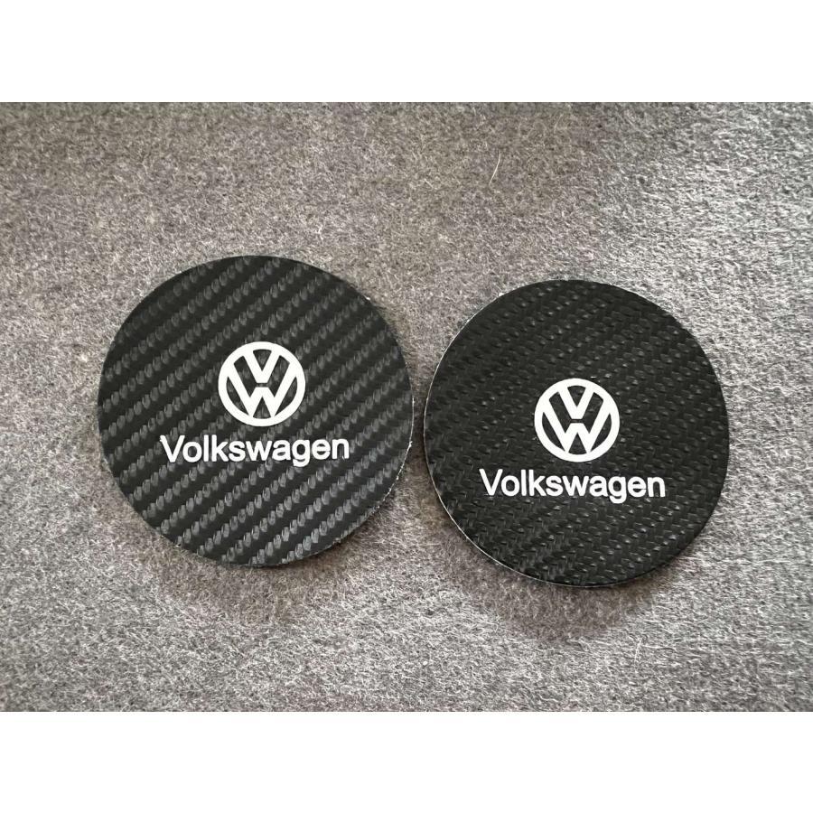 ◆フォルクスワーゲン◆炭素繊維 カップパッド ドリンクホルダー 装飾 ロゴ コースター ホルダー 直径7cm 2枚セット拍卖