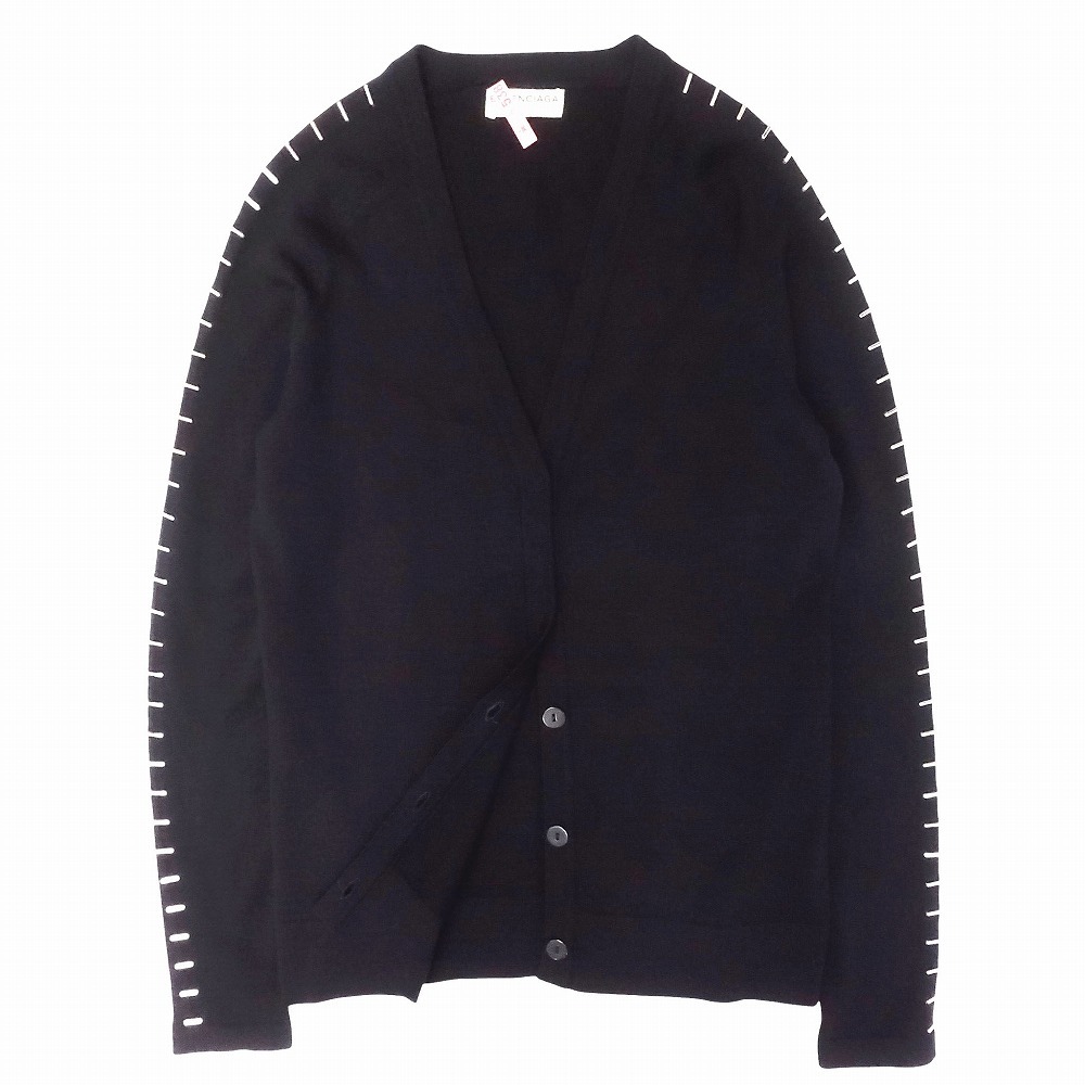 BALENCIAGA バレンシアガ スタッズ バー カーディガン ニット ジャケット 羽織り 長袖 Vネック 34 XS ブラック レディース 【中古】 /TNT拍卖