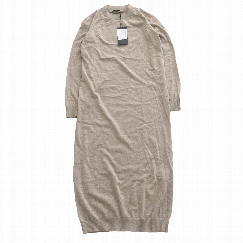 WEEKEND Max Mara ウィークエンドマックスマーラ ヴァージンウール ハイネック ロングニット ワンピース 長袖 ベージュ M 【中古】拍卖