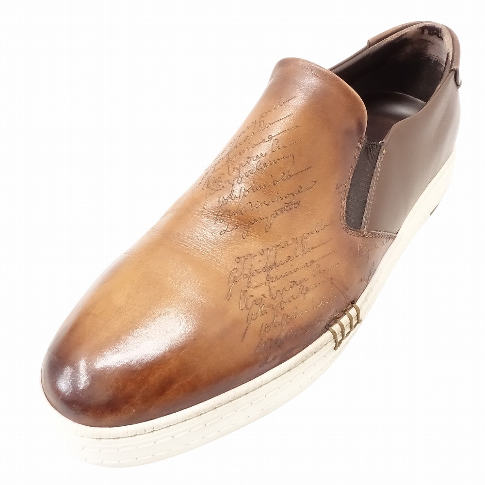 Berluti ベルルッティ プレイタイム レザー スリッポン カリグラフィ スニーカー シューズ イタリア製 8.5 27cm 茶色 メンズ 【中古】拍卖