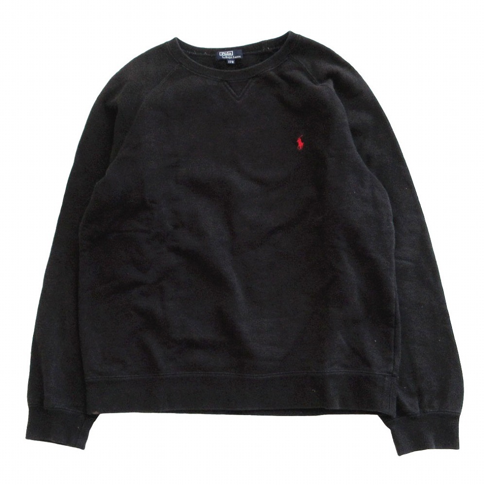POLO RALPH LAUREN ポロラルフローレン ポニーロゴ刺しゅう スウェット トレーナー 長袖 ブラック サイズ170 ボーイズ 【中古】拍卖