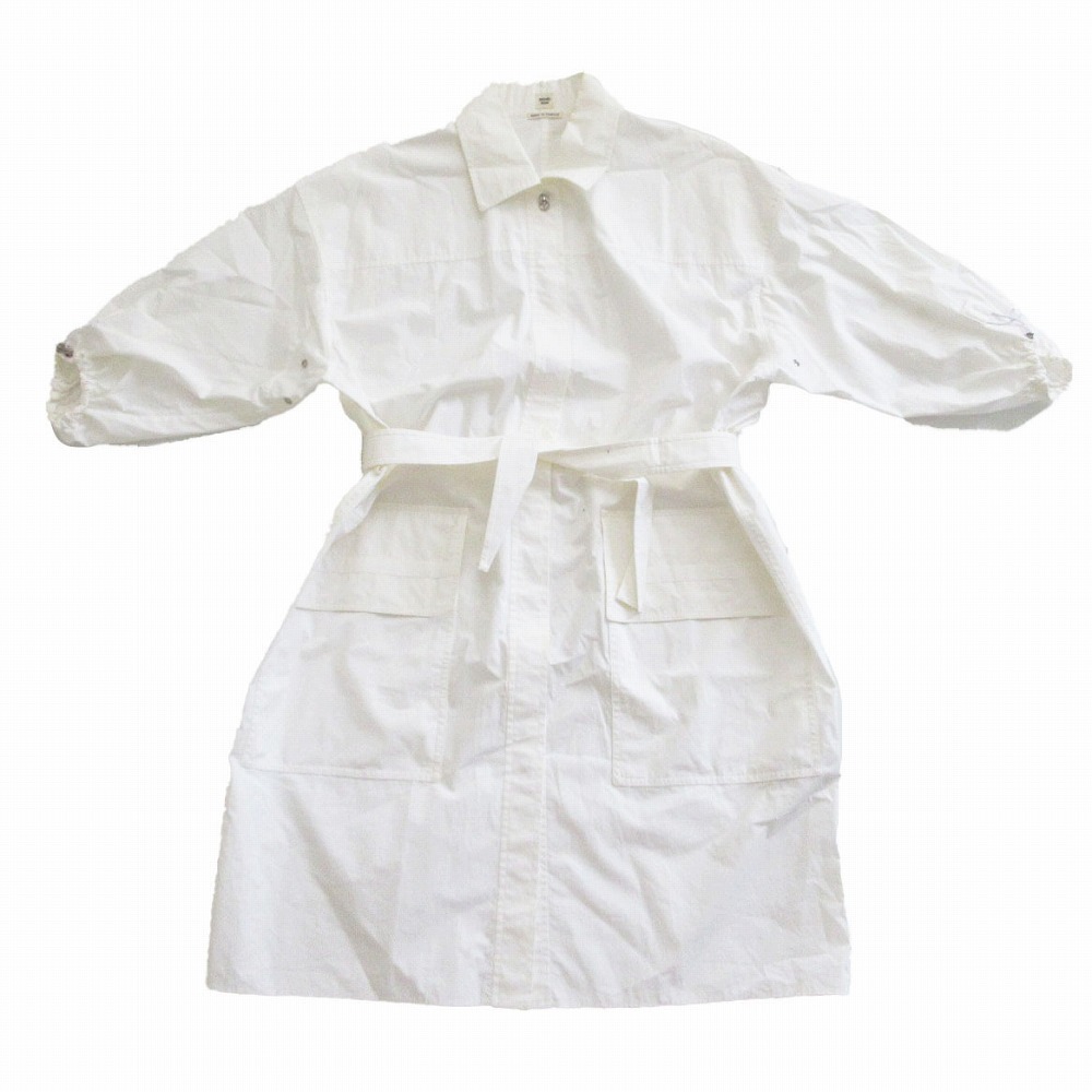 エルメス HERMES クリケティスボタン 2E0501DJ 半袖 シャツ ワンピース ひざ丈 ホワイト サイズXS レディース 【中古】 /TNT拍卖