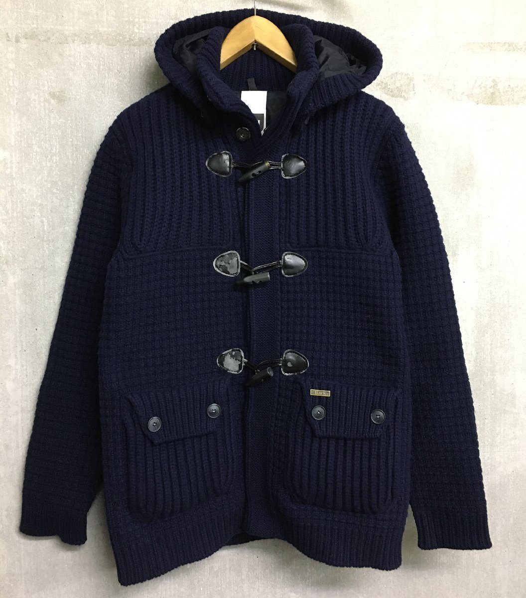 ◆国内正規 Bark バーク 肉厚 ニット ダッフル コート ネイビー サイズM拍卖