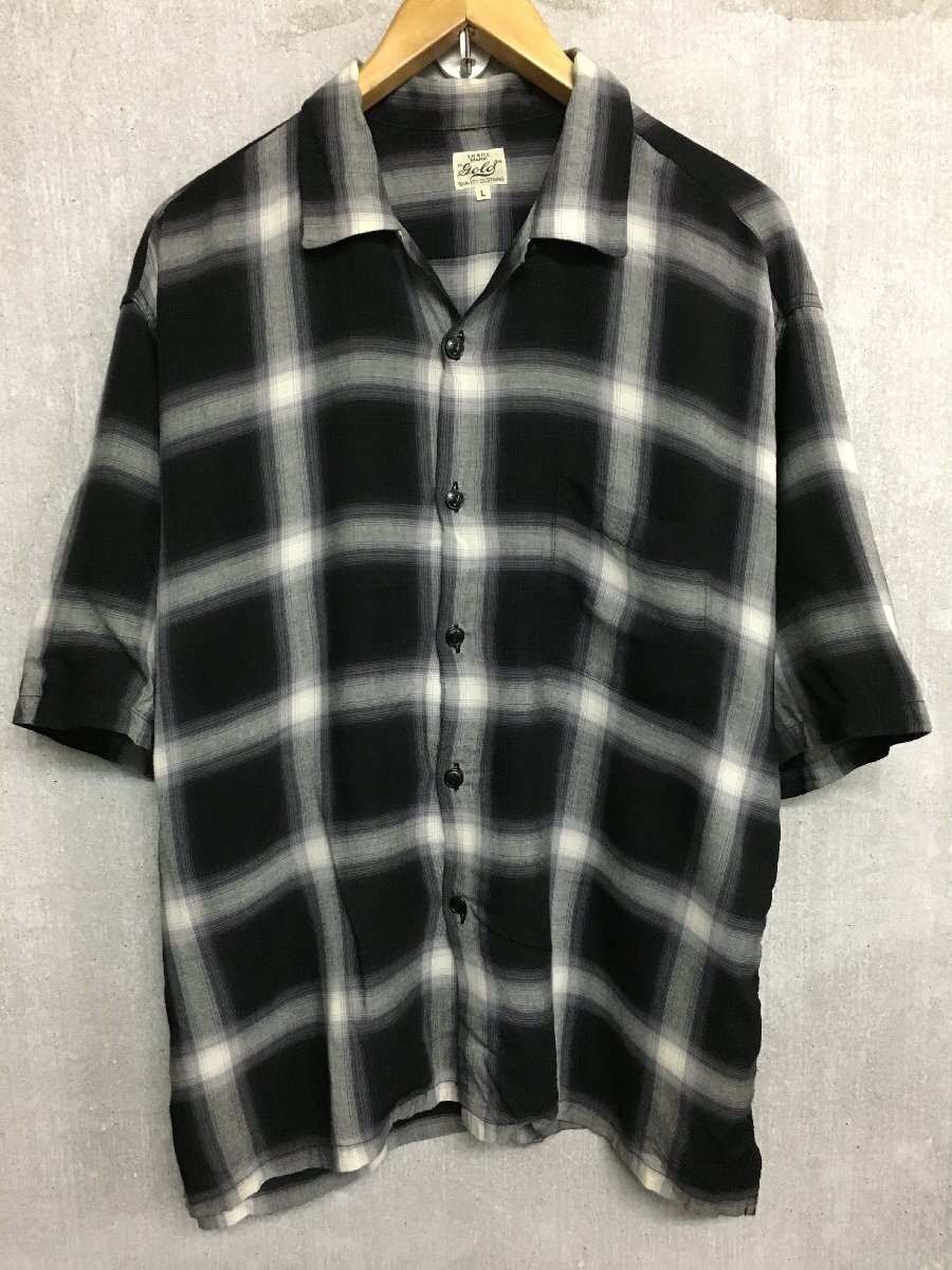 ◆東洋 GOLD 東洋エンタープライズ ゴールド GL39193 オンブレチェック 半袖 オープンカラー レーヨン シャツ 黒系 定番人気 サイズL拍卖