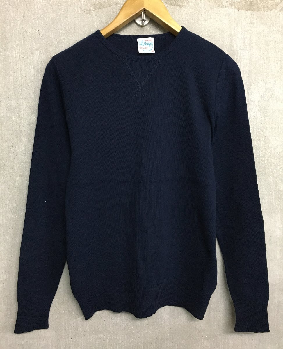 ◆BEAMS 購入 Letroyes ルトロワ 別注 フランス製 コットン クルーネック ニット ネイビー サイズM 美品拍卖