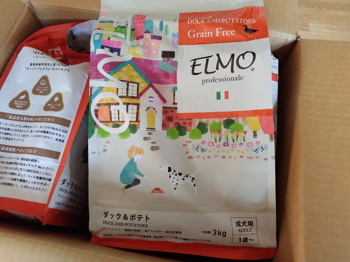 【送料無料】ELMO エルモ プロフェッショナーレ ドッグフード成犬用 イタリア製 ダック&ポテト 内容量3kg入 3袋セット その3拍卖
