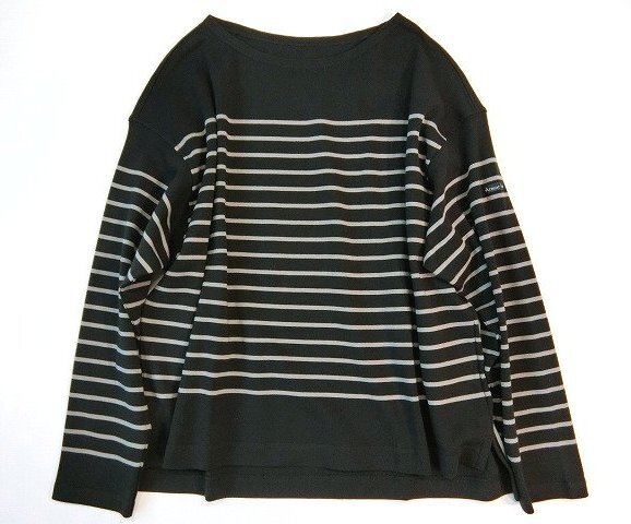 ■23区大きいサイズ44【Armor lux/アルモリュクス】クロップドボーダーカットソー/ブラック×モカ18,040円■拍卖