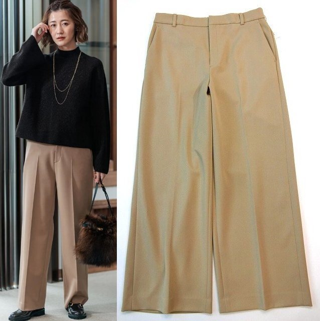 ■23区大きいサイズ46 TRストレッチギャバワイドパンツ/キャメル21,010円■拍卖