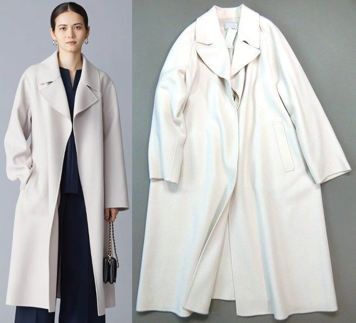 ■icb大きいサイズ46(17号)カシミヤウールリバートレンチコート/トープ55,000円■拍卖