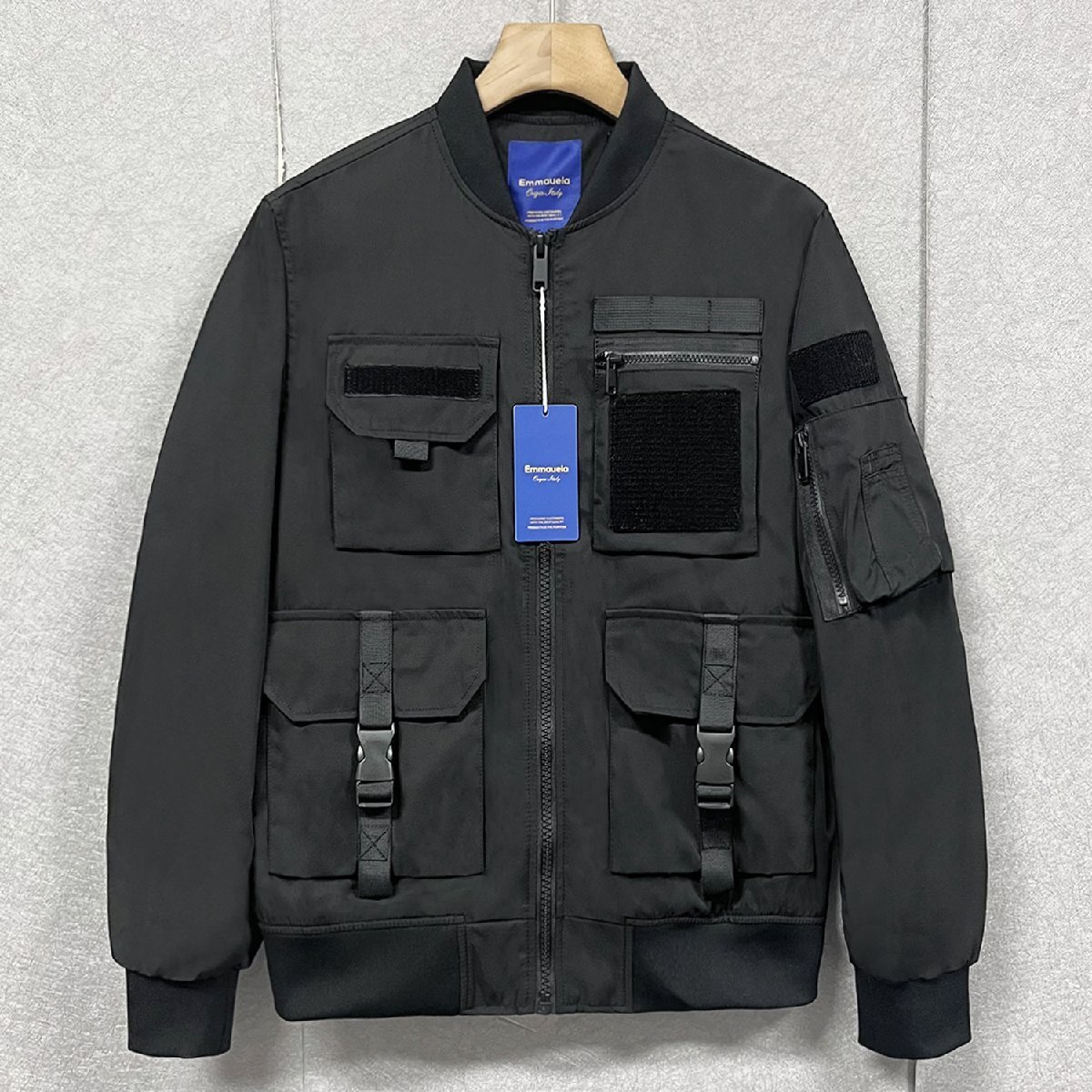 高級・フライトジャケット/MA-1 定価7万◆Emmauela・イタリア・ミラノ発◆撥水 マルチポケット ブルゾン アウトドア アウター M/46拍卖