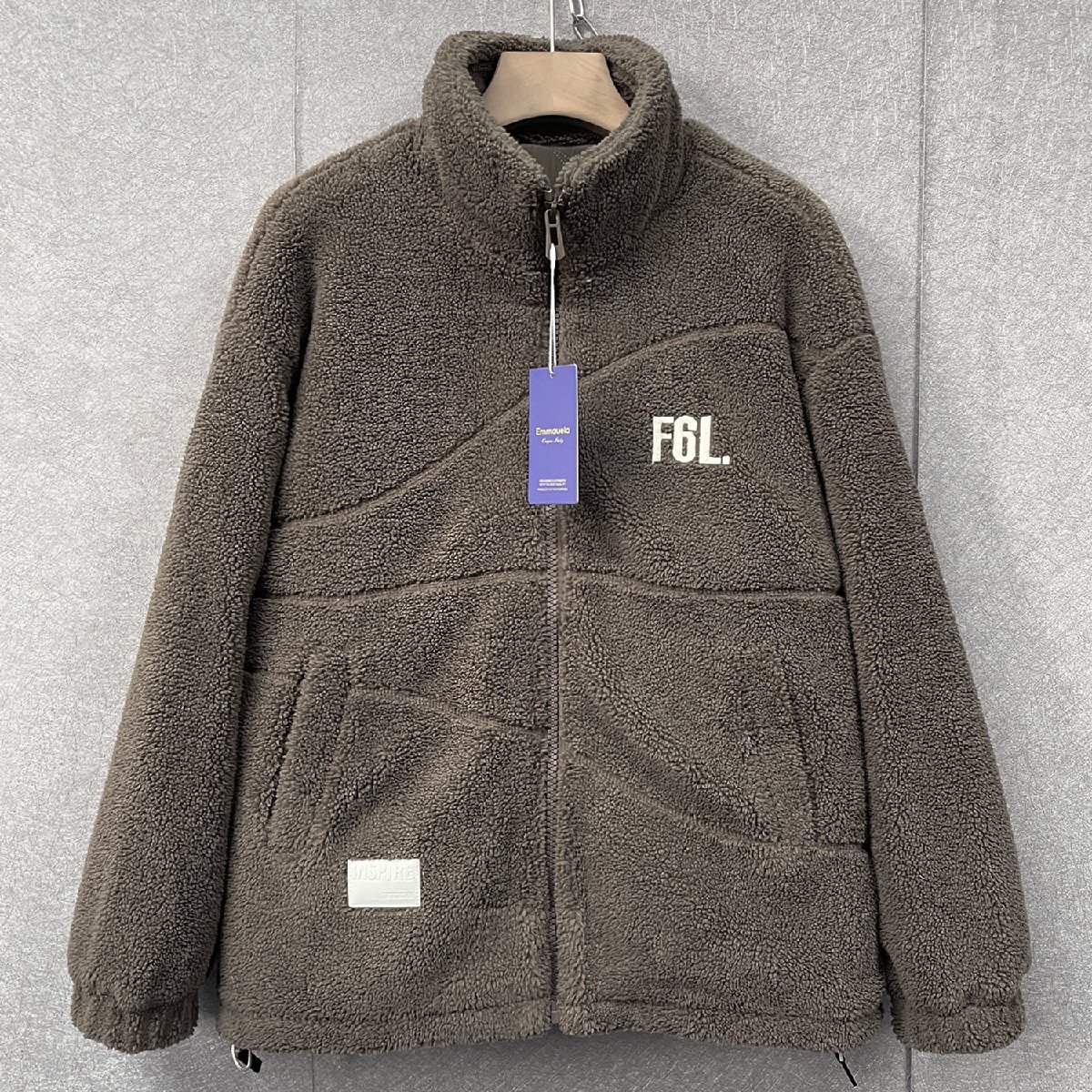 絶賛・フリースジャケット 定価8万◆Emmauela・イタリア・ミラノ発◆カシミヤ 肉厚 洗練 ボア 防寒 ブルゾン 男女兼用 真冬 L/48サイズ拍卖