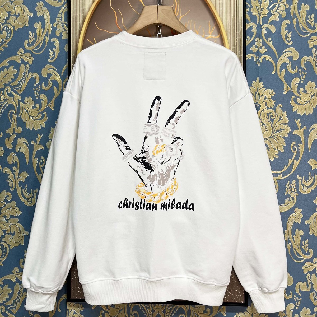 定価4万★christian milada・ミラノ発・トレーナー★エジプト綿100% 人気 柔らかい ゆったり 個性 スウェット ストリート 普段着 春秋 2XL拍卖