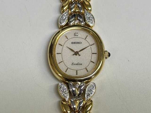 C2728-N37-4241◎ SEIKO セイコー Exceline エクセリーヌ 4N20-5260 アイボリー文字盤 レディース クォーツ 腕時計 現状品3◎拍卖