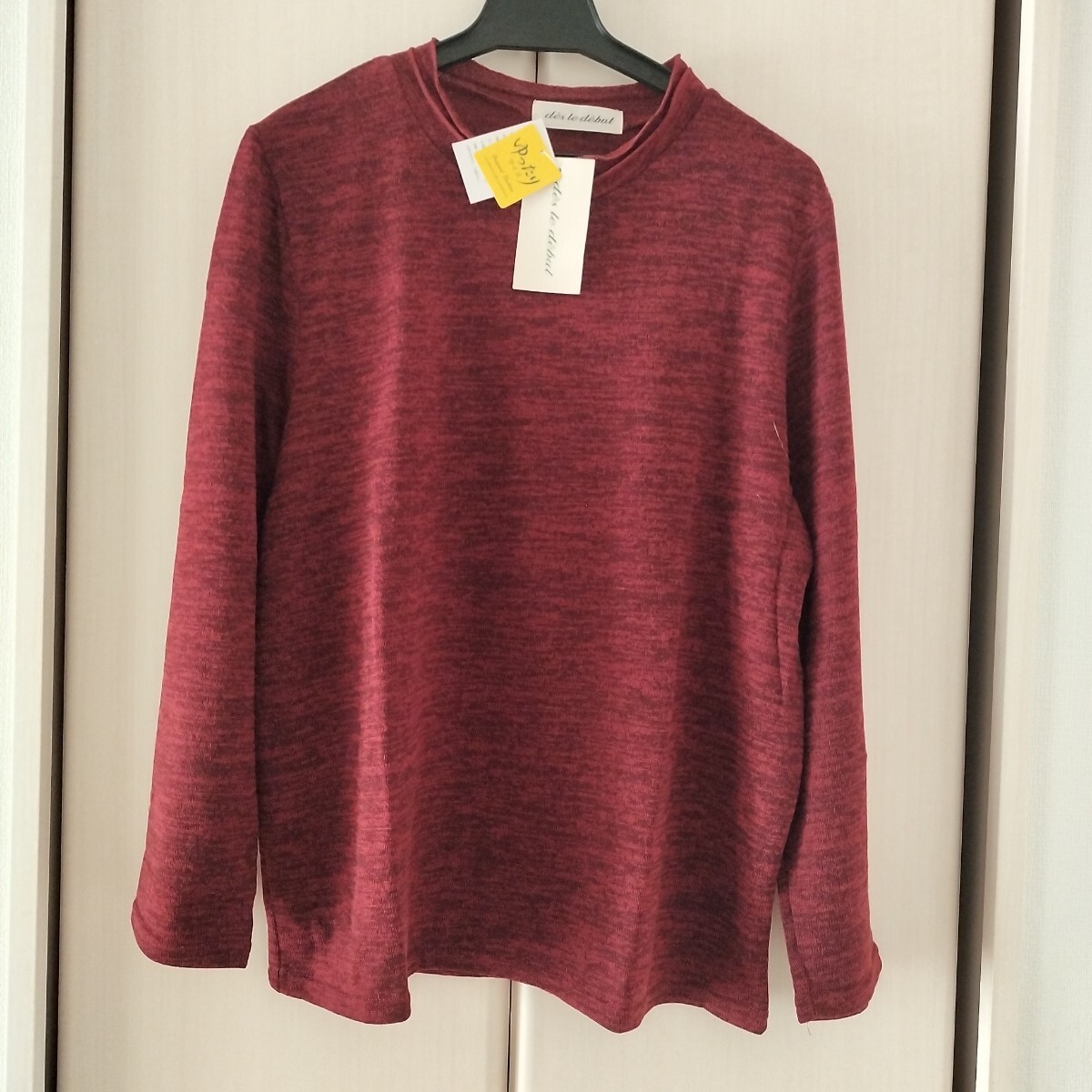 新品タグ付【LLサイズ】秋冬 des le debut レディース ミセス 長袖ニット ハイネック フリル カットソー ゆったり 船場ニット 118476 赤系拍卖