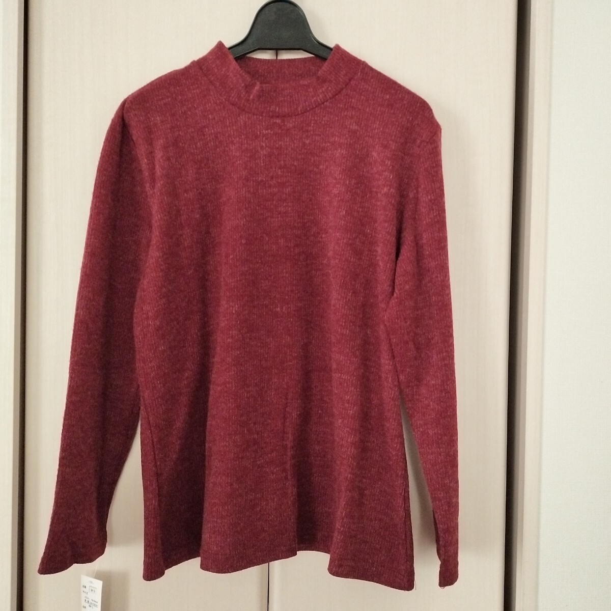 新品タグ付【M~Lサイズ】秋冬 YURYOレディース ミセス 長袖ニット ハイネック カットソー 関西ファッション連合 M-3 赤系 ボルドー系拍卖