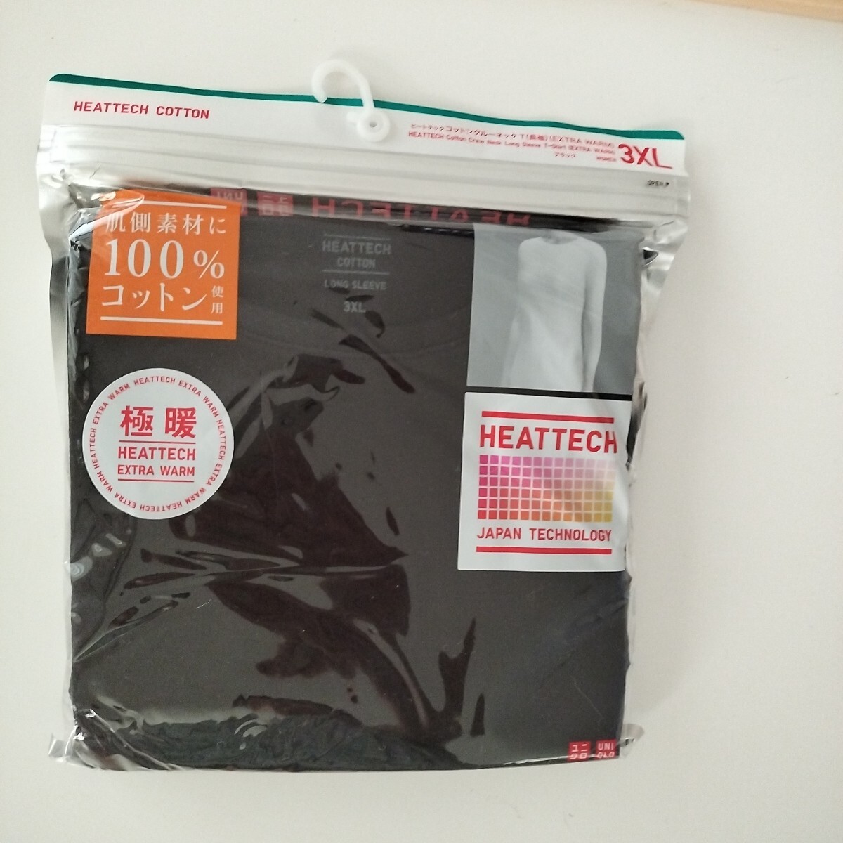 【3XL 新品未開封】ユニクロ 極暖 ヒートテック コットンクルーネックT長袖 ブラック 黒 レディース 送料無料拍卖