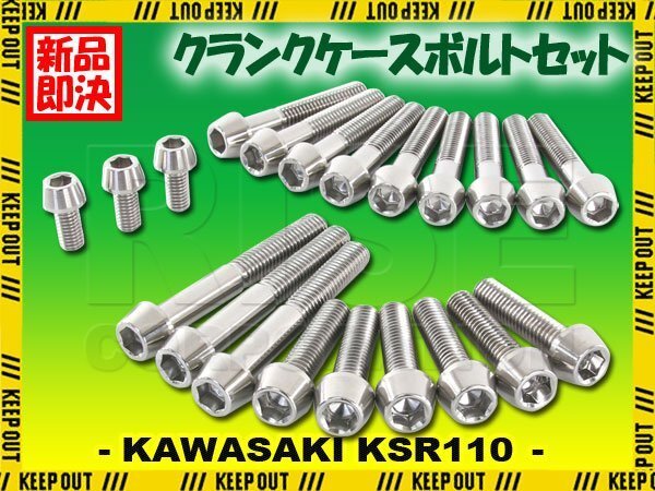 チタンボルト カワサキ KSR110専用 KL110 クランクケース エンジンカバー ボルト セット 21本 シルバー 軽量化 カスタム拍卖
