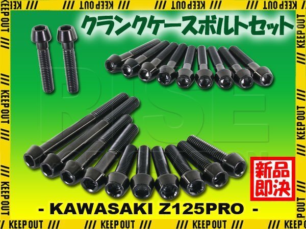 チタンボルト カワサキ Z125PRO専用 クランクケース エンジンカバー ボルト セット 21本 ブラック 軽量化 カスタム チタン合金拍卖